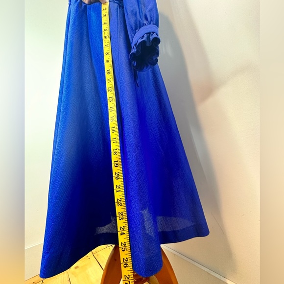 VINTAGE 1970s Royal Blue Midi Dress US M - Picture 3 of 8